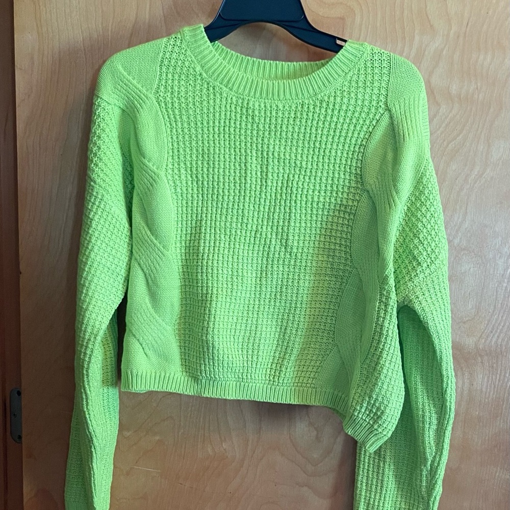 Freshman Green Crew Neck Chunky Knit Sweater